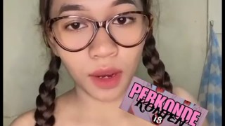 Klip Omek Cella Mahasiswi Berkacamata Kepang Dua